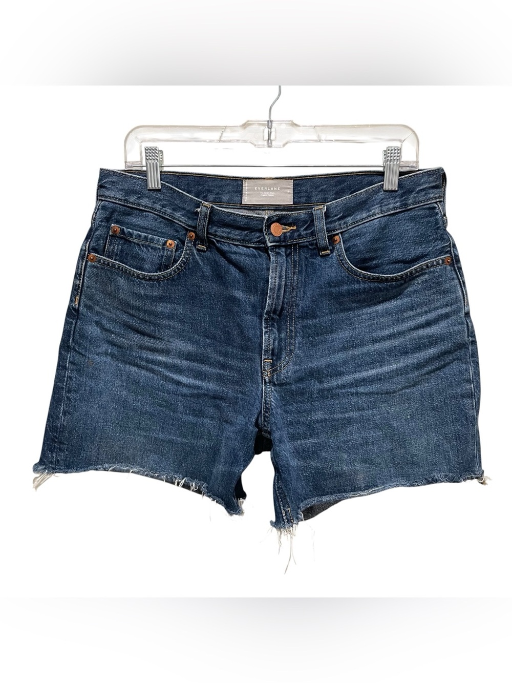 Everlane The Denim Short Blue High Rise Raw Hem Women’s Size 29 Organic Cotton